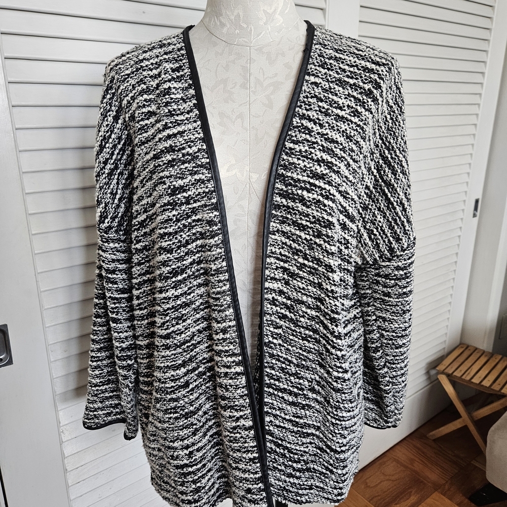 H&M Black and White Textured Cardigan